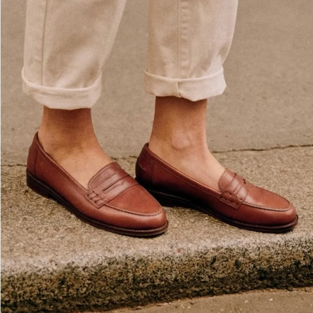 Sézane André Brown Leather Loafers - Picture 1 of 8